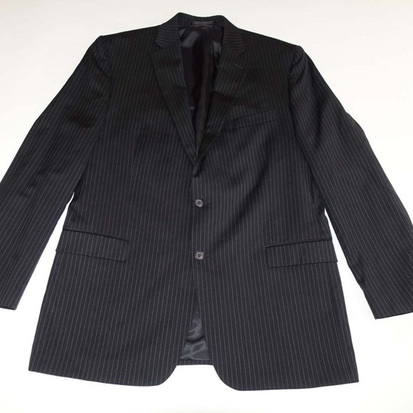 Lauren Ralph Lauren Men's Suit Jacket Size 44 Long Black Gray Stripes Wool 44L